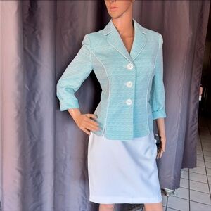 Le Suit Blue and White Skirt Set